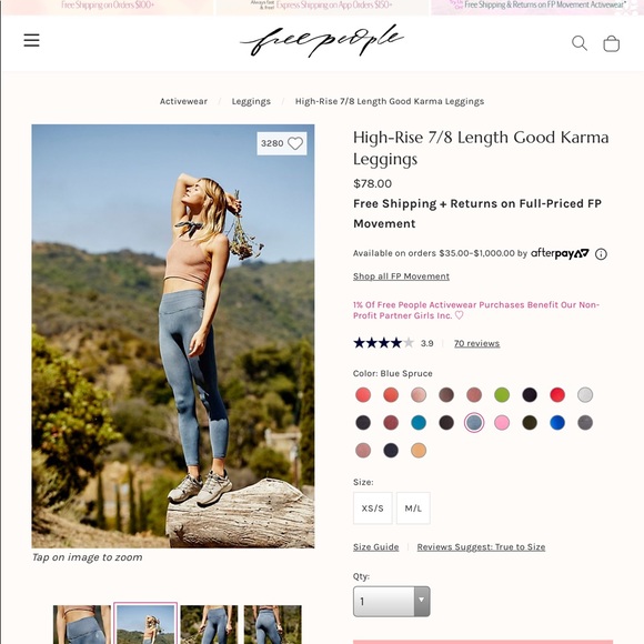 Free people good karma leggings in blue spruce - Picture 6 of 7